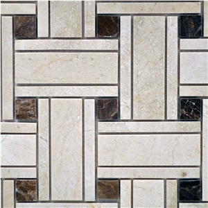 Marble Stone Basketweave Mosaic Pattern Tile