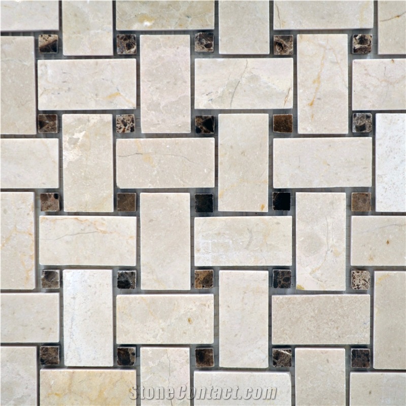 Marble Stone Basketweave Mosaic Pattern Tile