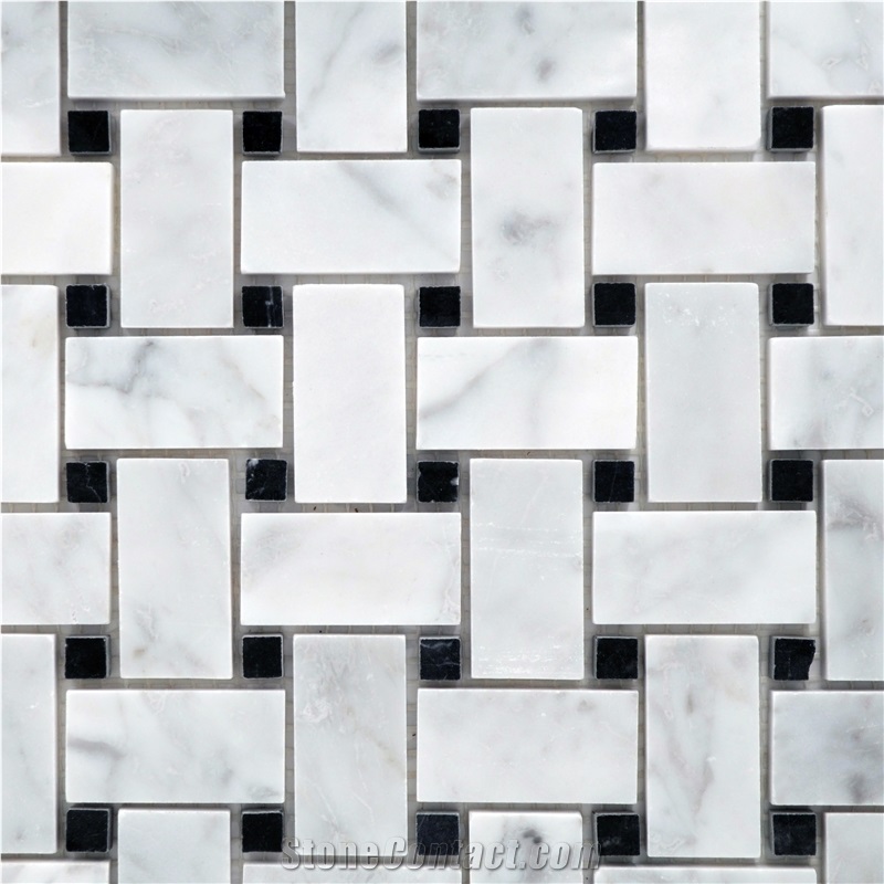 Marble Stone Basketweave Mosaic Pattern Tile