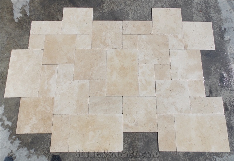 Classic Travertine French Pattern Tumbled Tile