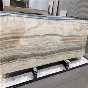 Beige Onyx Big Slab, Wooden White Ice Onyx Slab