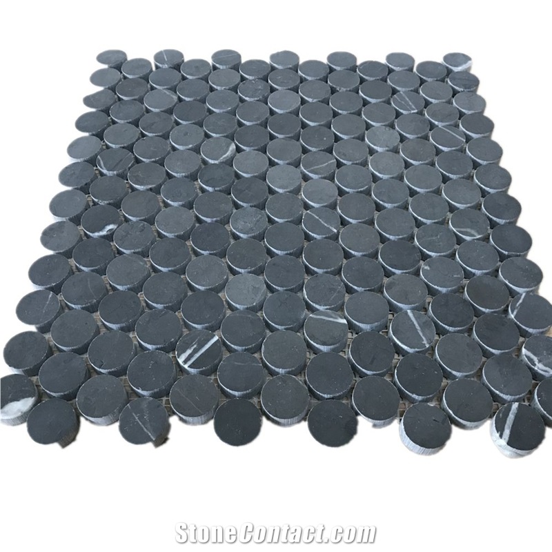 Xuri Stone Penny Basalt Round Mosaic
