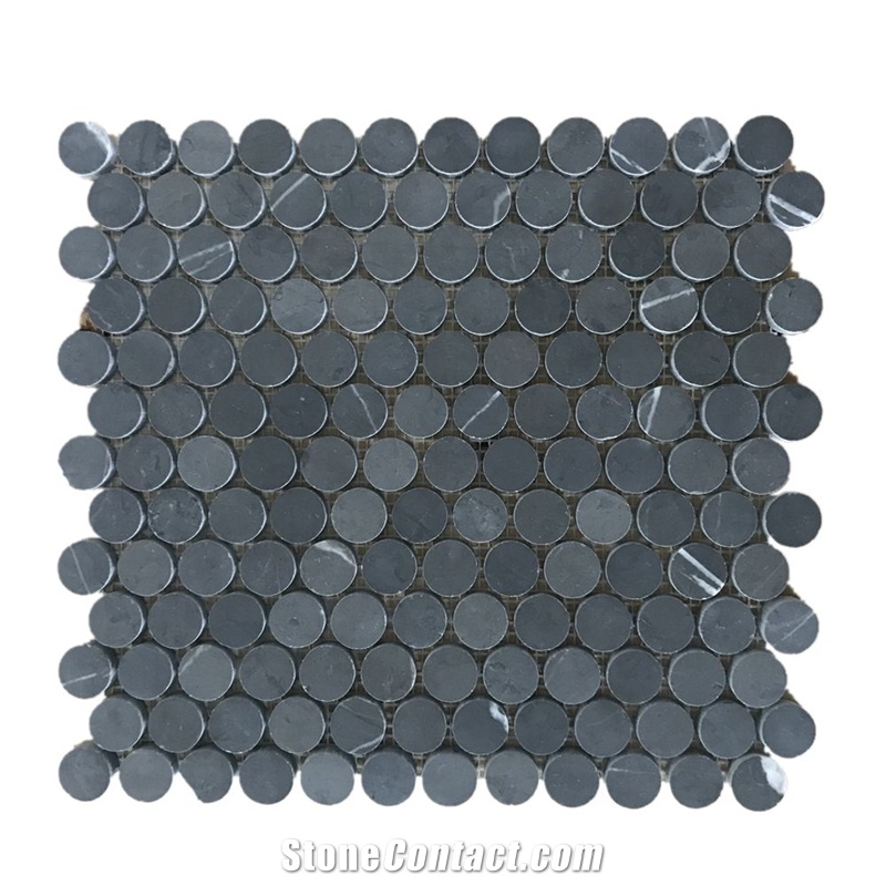 Xuri Stone Penny Basalt Round Mosaic