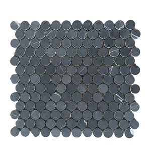 Xuri Stone Penny Basalt Round Mosaic