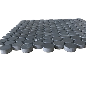 Xuri Stone Penny Basalt Round Mosaic