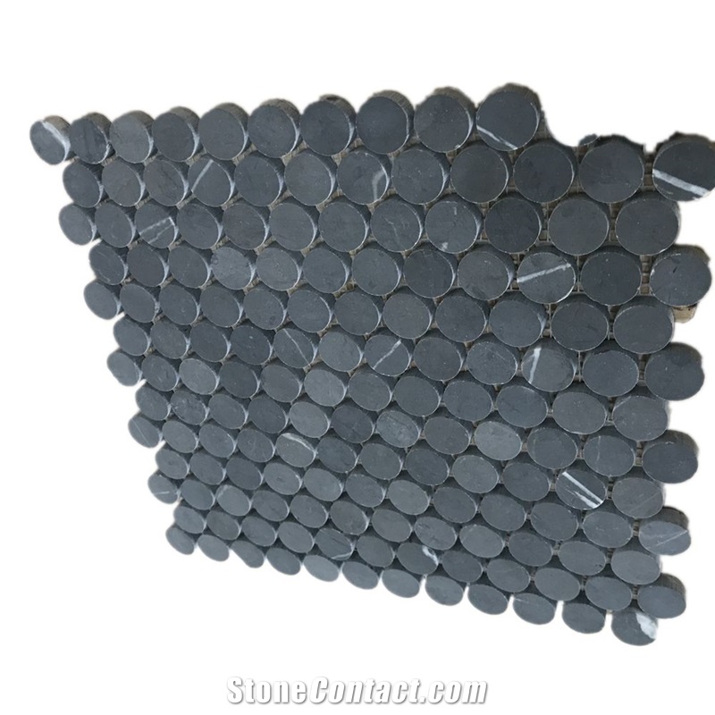 Xuri Stone Penny Basalt Round Mosaic