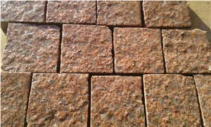 Bordeaux Red Granite Sawn Cobble Setts