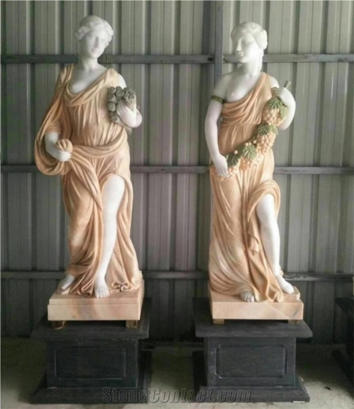Colored Four Season Lady Marble Garden Statue
