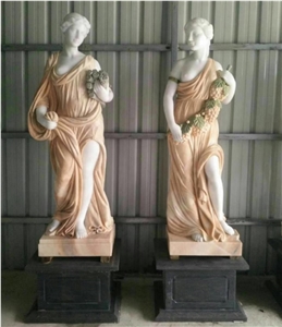 Colored Four Season Lady Marble Garden Statue