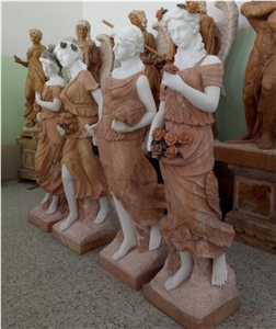 Colored Four Season Lady Marble Garden Statue