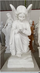 Life Size White Marble Garden Stone Angel Statue