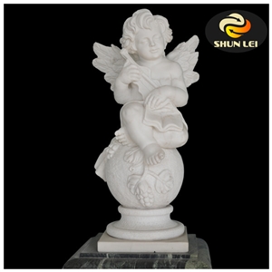 Life Size White Marble Garden Stone Angel Statue