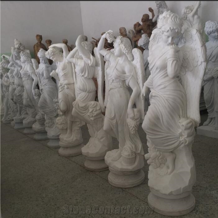 Life Size White Marble Garden Stone Angel Statue
