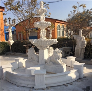 Marble Garden Lion Head Stone Water Fountain