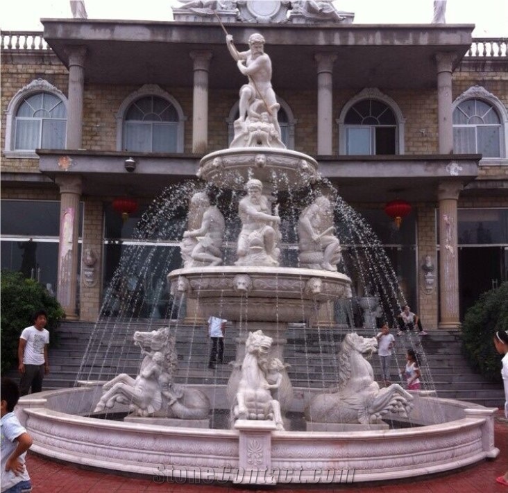 Marble Garden Lion Head Stone Water Fountain