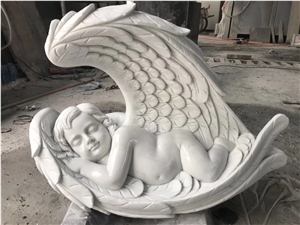 White Marble Decorative Sleeping Child Angel Statue