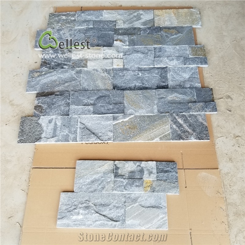 18x35 Rustic Blue Quartzite Wall Cladding Thin Stone