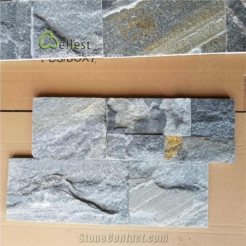 18x35 Rustic Blue Quartzite Wall Cladding Thin Stone