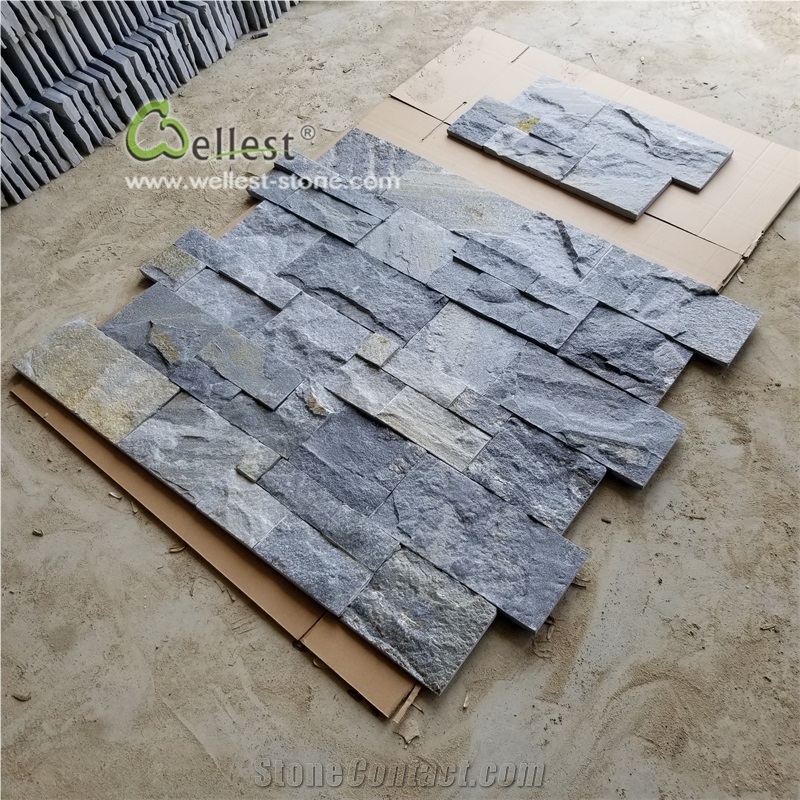 18x35 Rustic Blue Quartzite Wall Cladding Thin Stone