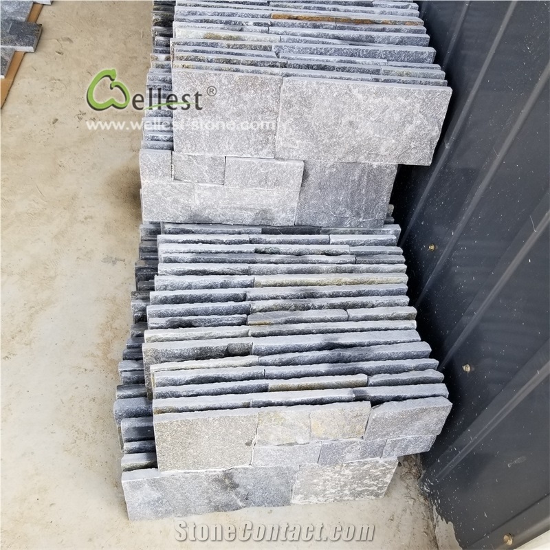 18x35 Rustic Blue Quartzite Wall Cladding Thin Stone
