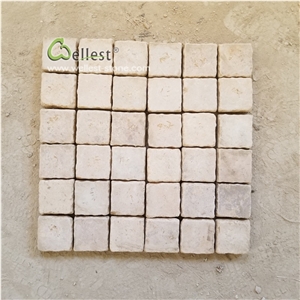 China Beige Limestone Mesh Cobblestone Pavers