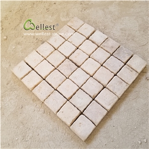 China Beige Limestone Mesh Cobblestone Pavers