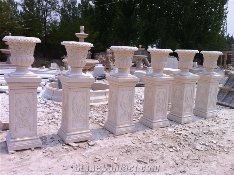 Antique Figure Western Style Marble Flowerpot