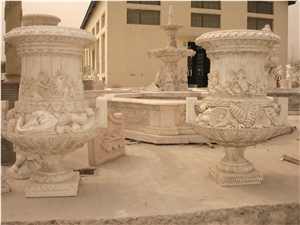 Antique Marble Stone Carved Planter Urn
