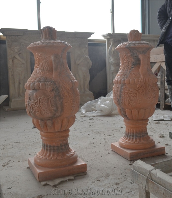 Pink Marble Flowerpot, Planter Urn Vase