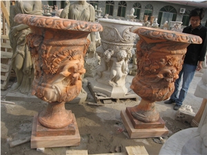 Pink Marble Outdoor Flowerpot, Planter, Urn