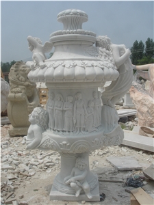White Marble Carved Flowerpots Planters Urn White Marble Carved Flowerpots Planters Urn