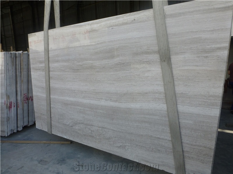 China White Wood Grain Vein Marble Slab