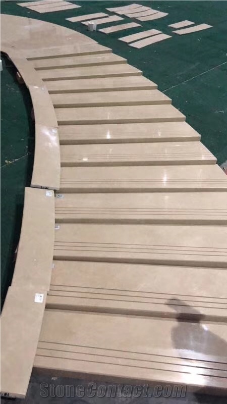 Beige Marble Spiral Staircase,Stone Rotative Steps