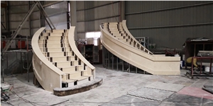 Beige Marble Spiral Staircase,Stone Rotative Steps