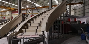Beige Marble Spiral Staircase,Stone Rotative Steps