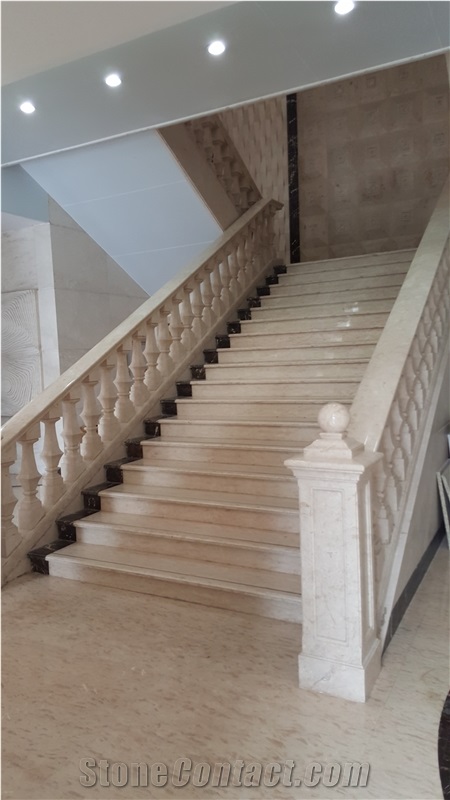 Beige Marble Spiral Staircase,Stone Rotative Steps