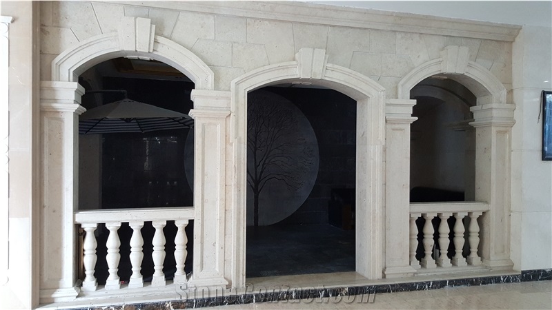 Beige Marble Spiral Staircase,Stone Rotative Steps