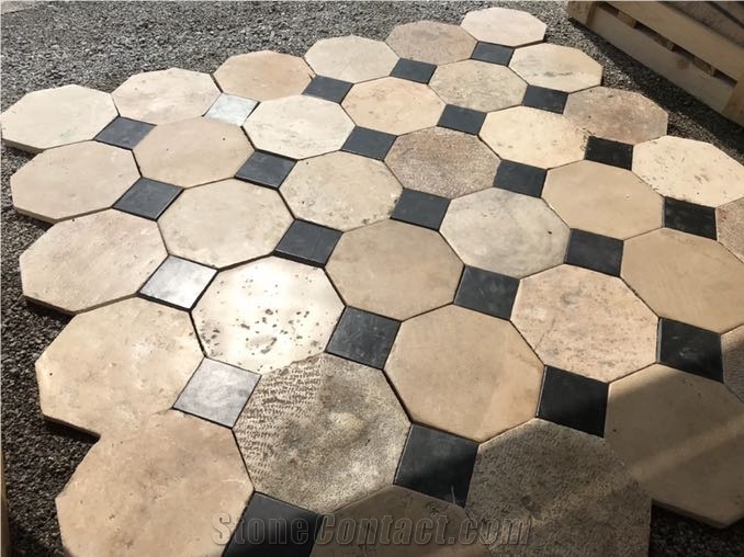 Antique French Stone Floors, Kitchen Cabochons Floors Tile 30x30cm