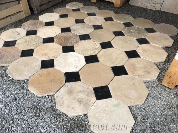 Antique French Stone Floors, Kitchen Cabochons Floors Tile 30x30cm