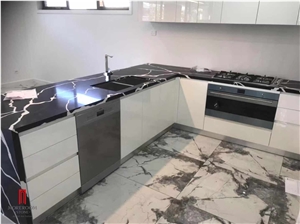 Bench Tops Black Calacatta Quartz Stone Island Top