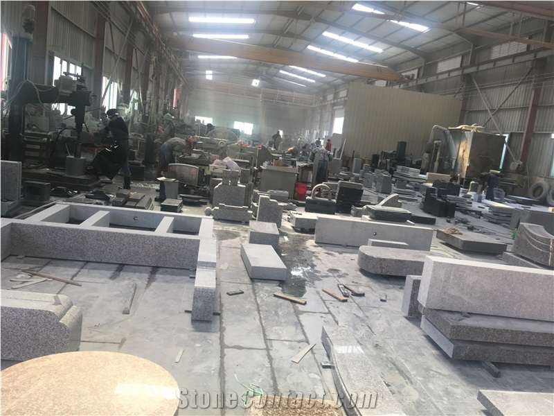 G603 Light Grey Granite Tombstone, Monument