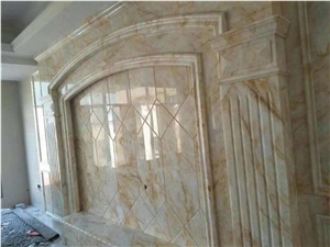 Straight Marble Yellow White Wall Panels