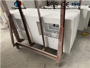 White Quartz Prefab Vanity Bathroom Tops
