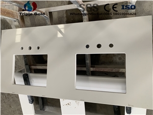 White Quartz Prefab Vanity Bathroom Tops