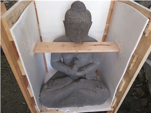 Black Lavastone Buddha Head Statues