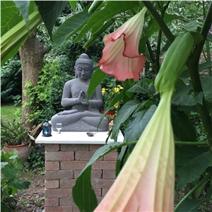 Java Black Lavastone Standing Buddha Statue