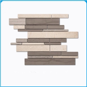 Athen Grey Mix Crema Marfil Marble Mosaic Tile