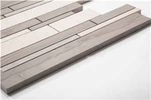 Athen Grey Mix Crema Marfil Marble Mosaic Tile