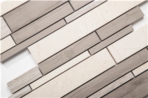Athen Grey Mix Crema Marfil Marble Mosaic Tile