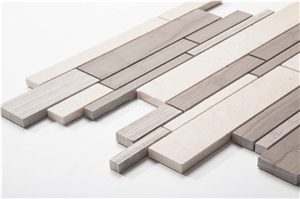 Athen Grey Mix Crema Marfil Marble Mosaic Tile